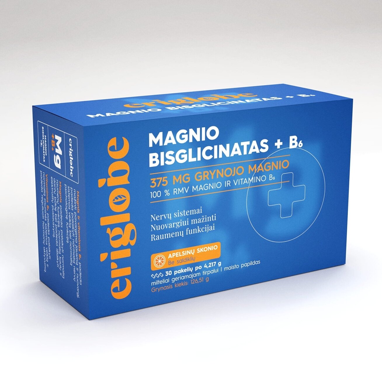 ERIGLOBE MAGNIO BISGLICINATAS +B6, milteliai geriamajam tirpalui, N30