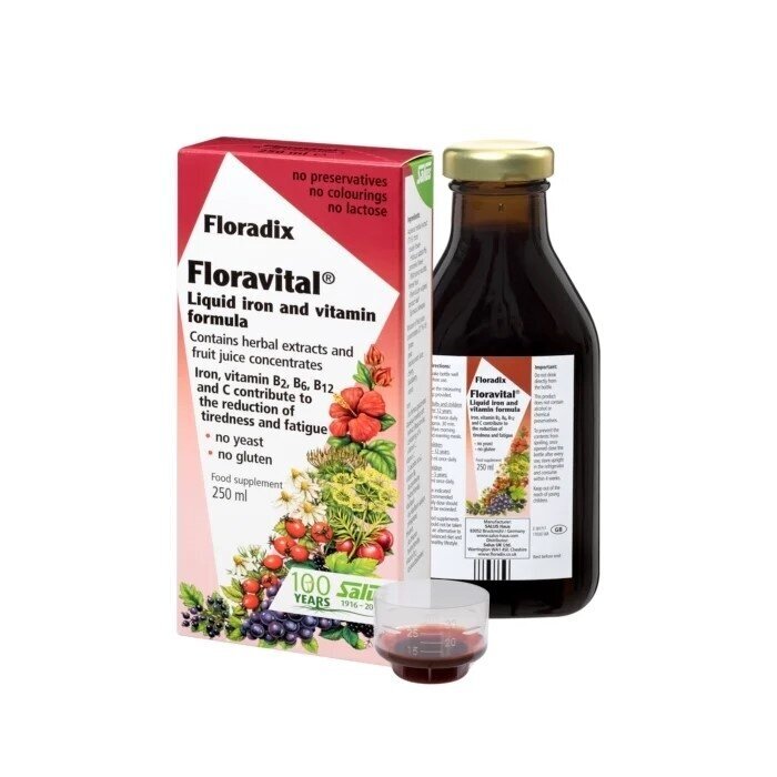 FLORADIX FLORAVITAL, 250 ml su matavimo indeliu FLORADIX FLORAVITAL, 250 ml su matavimo indeliu